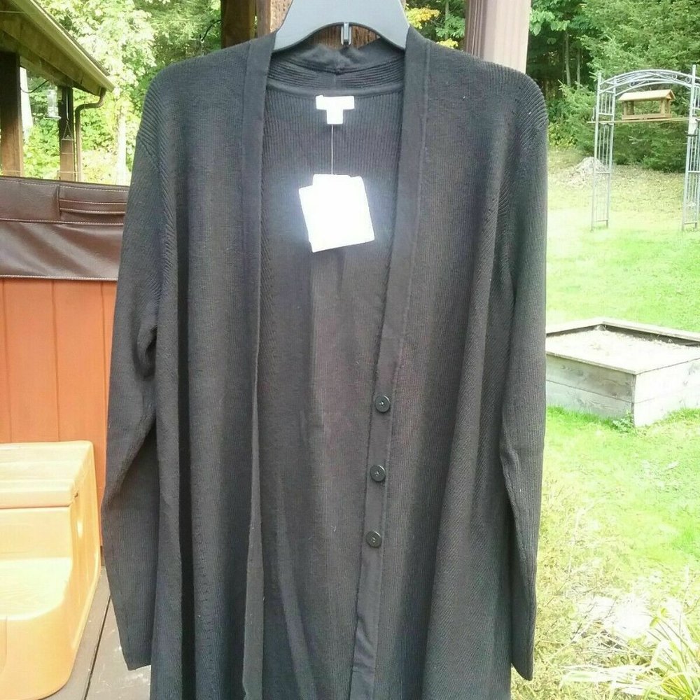 J.Jill bundle $239 set of TWO ribbed knit cardigans LT Large L tall Black & Gray
